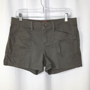 Union Bay Cotton Shorts Mid Rise Chino Stretch Green Khaki Pockets Juniors sz 11